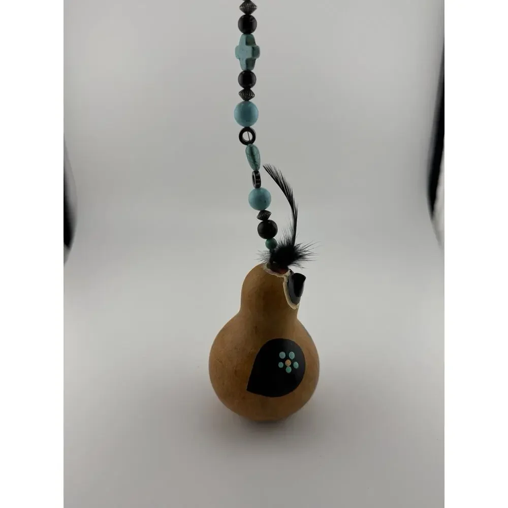 Gourd Quail Ornament Beth Cox Quail Run Studio Hand Painted Beads AZ